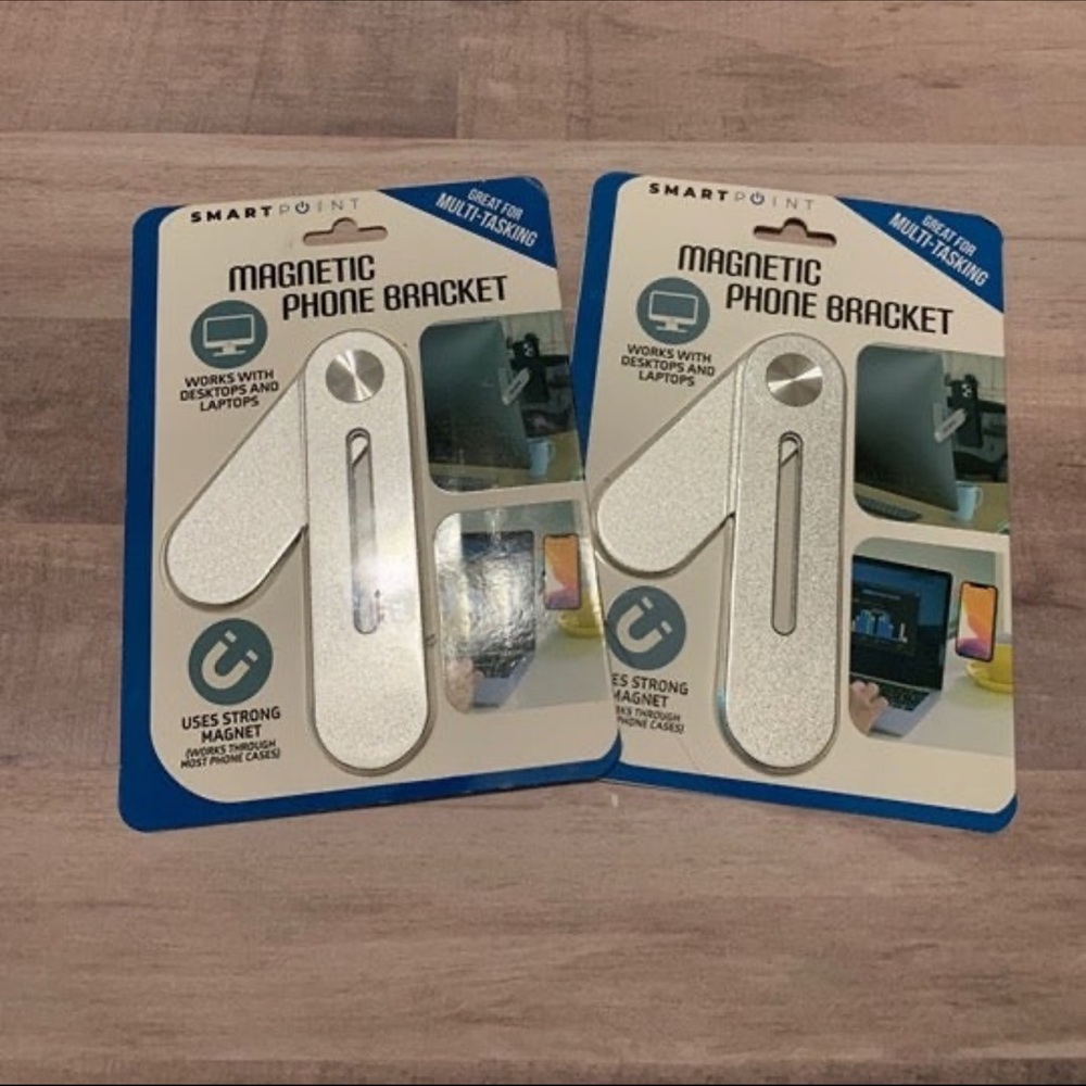 2pk Smart Point Magnetic Phone Bracket Silver
